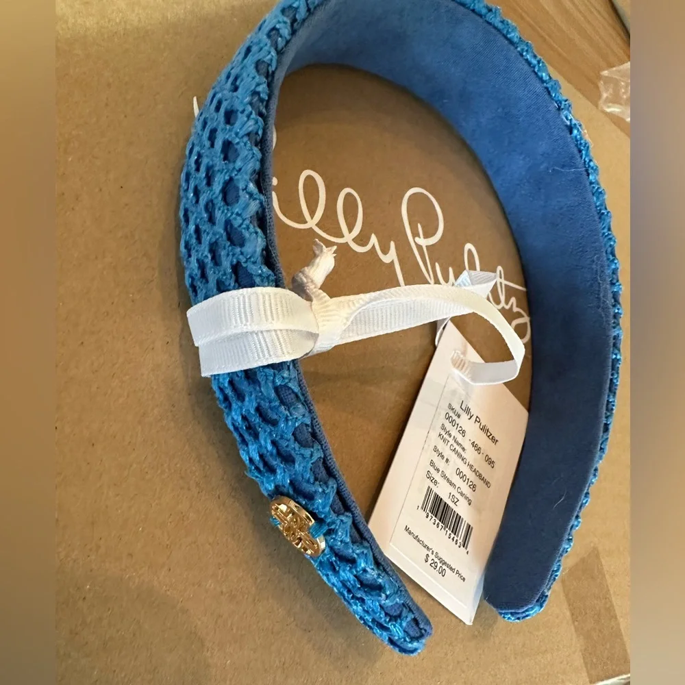 NWT Lilly Pulitzer knot caning headband Blue Stream - Picture 5 of 7